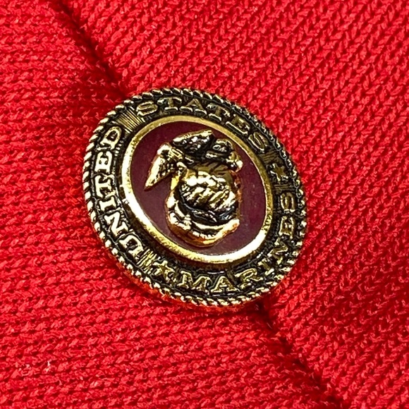 VTG USMC Marines USA Made Adjustable Snap Back Trucker Hat Embroidered Logo Red - Picture 2 of 14